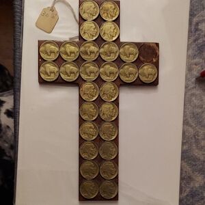 Buffalo Nickel Coin Cross Decor